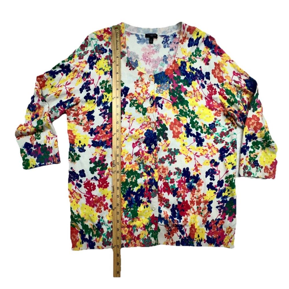 Talbots Womens Size 1X Cardigan Sweater Multi Floral Pattern 3/4 Sleeve - Picture 3 of 6